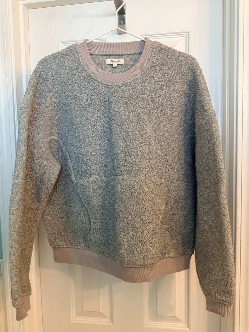 Madewell Gray Sherpa Crewneck Sweater